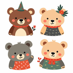 Set of funny animals, Set Bear funny animals