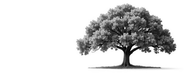 Fototapeta premium Lush green tree, isolated on white Vibrant foliage, full branches , vibrant, lush