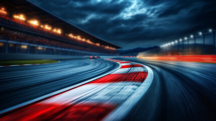 Naklejka premium racetrack at night, a low-angle shot, 