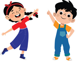 Children happiness with vector and illustration .