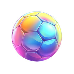 Fototapeta premium Colorful iridescent soccer ball graphic design vibrant hexagons sports ball illustration