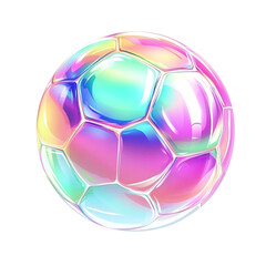 Naklejka premium Iridescent soccer ball rainbow colors glossy surface sports ball