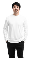 Fototapeta premium Smiling Young Man in White Long Sleeve Shirt Posing Confidently
