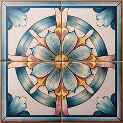 Colorful Ceramic Mexican Tile With Intricate Floral Patterns and Vibrant Detail. Cinco de Mayo. AI Generated