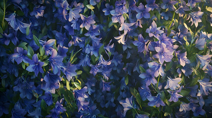 Lush, vibrant display of periwinkle azaleas.