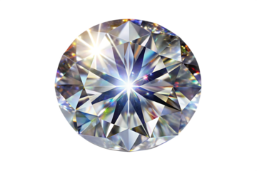 SunflowSparkling light round brilliant cut diamond with shadow and glowing lens flares isolated on white backgrounder flower isolated on white background PNG