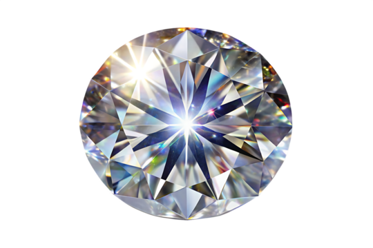 SunflowSparkling light round brilliant cut diamond with shadow and glowing lens flares isolated on white backgrounder flower isolated on white background PNG