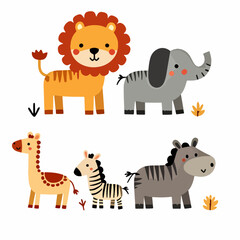 Set of cartoon animals