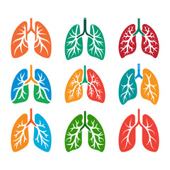 Human lungs icon set