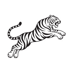 Tribal Tiger Jump Silhouette – Wild Animal Vector Tattoo Design