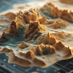 Detailed topographic map of a desert landscape