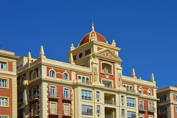 Buildings on square Marina in Malaga