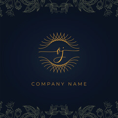 Elegant luxury letter OJ logo.