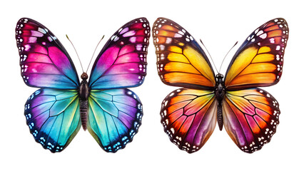 Obraz premium Two butterflies isolated on white background png