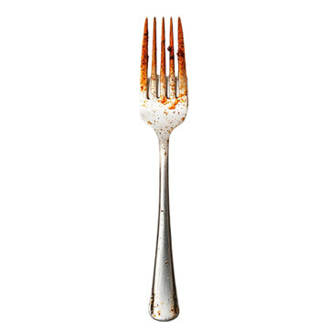 A dirty fork after a delicious meal food residue on utensil