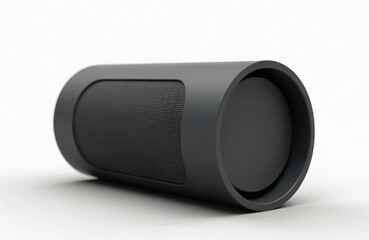 Sleek modern wireless portable speaker. Black audio device delivers quality sound. Elegant design suits home decor, enhances environment. Compact, lightweight tech, perfect for travel party fun.