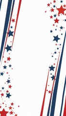 Fototapeta premium Minimalist Fourth of July Frame with Bold Stripes and Star Patterns for Patriotic Designs