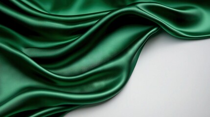 Obraz premium A close-up photo of lush green satin fabric featuring a subtle wave pattern along the upper and lower edges