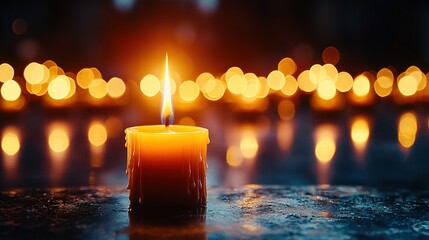   A clearer image would be more useful for creating content with a lit candle and bokeh lights background