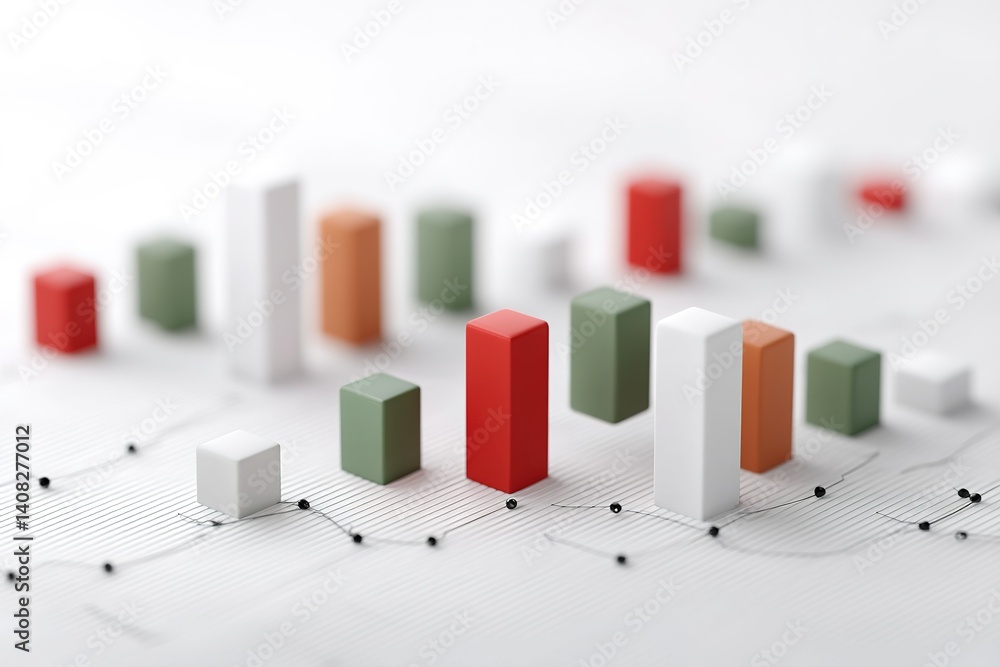 Aufkleber colorful bar graphs illustrating data trends on a soft surface during a working day