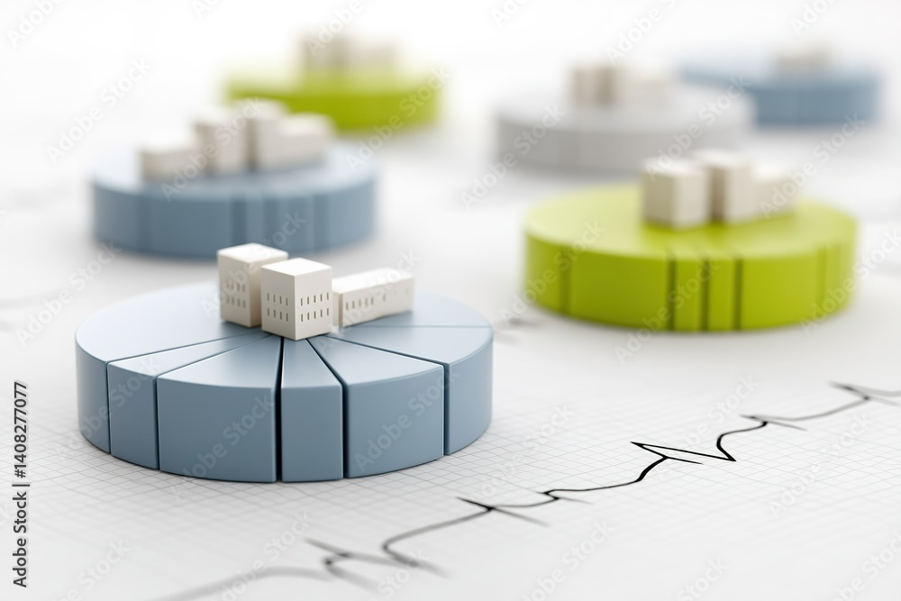 Poster visual representation of data analysis in healthcare using 3d pie charts and models in a modern grap