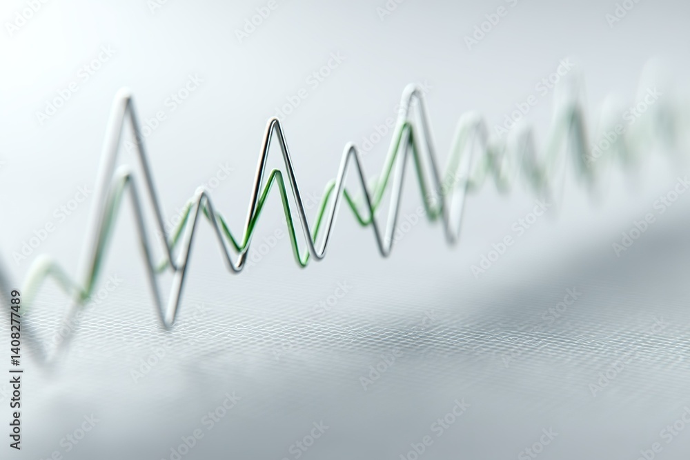 Poster wavy lines representing data trends in a minimalist setting with a light background and shadow effec