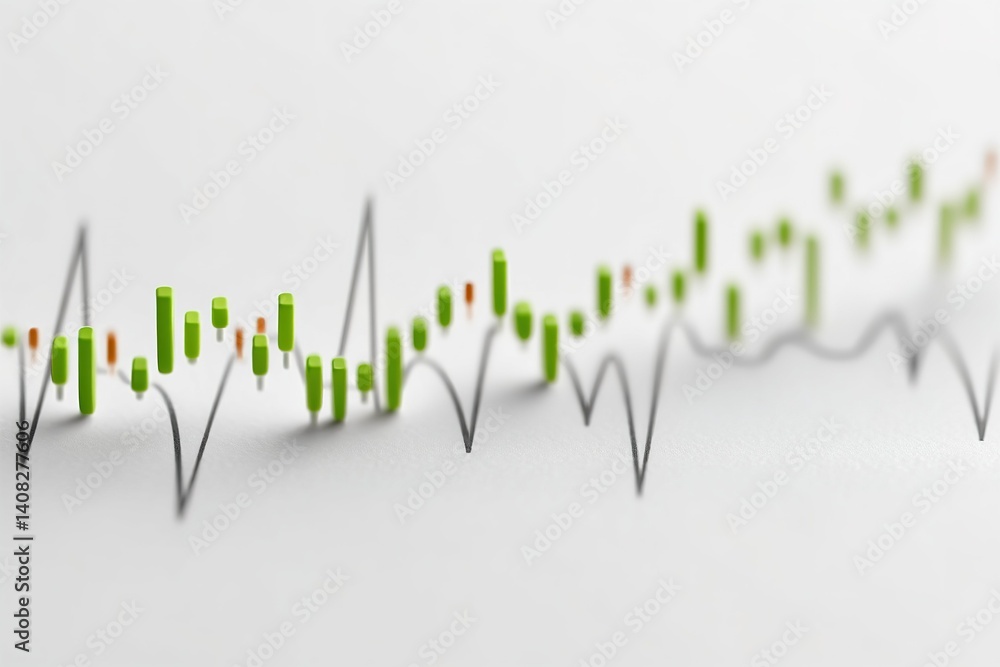 Poster financial market trends explained through a detailed candlestick chart displaying fluctuations and p