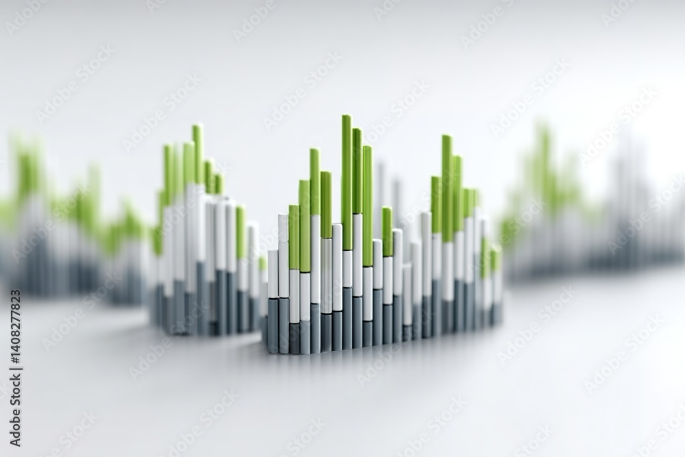 Poster colorful bar graphs represent data trends in a modern financial analysis setting