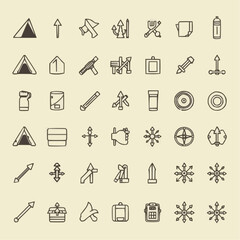 Minimalist Tool and Symbol Icon Set - Black and White Vector Graphics for Navigation, Construction, and Everyday Objects