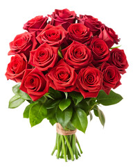 Obraz premium bouquet of red roses isolated on white background PNG