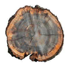 Rustic Tree Stump Cross Section with Cracked Wood Grain for Natural Texture and Organic Design