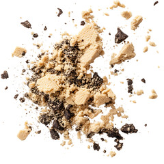 Crumbled Cookie Dough with Chocolate Chunks Scattered in Mid Air for Baking and Dessert Visuals
