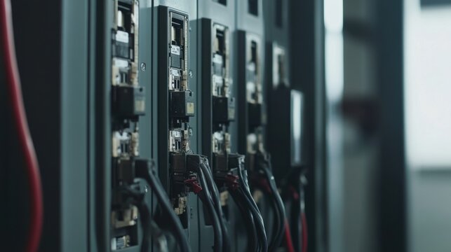Electrician troubleshooting an electrical panel in a commercial building. Featuring problem-solving and expertise