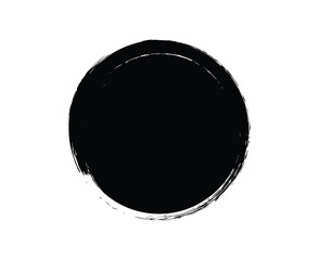 Black Brush Circle Fill, Bold Ink Round Abstract Shape Design Element.