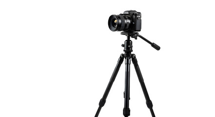 camera on tripod isolated on white background

