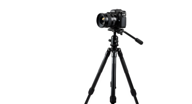 camera on tripod isolated on white background
