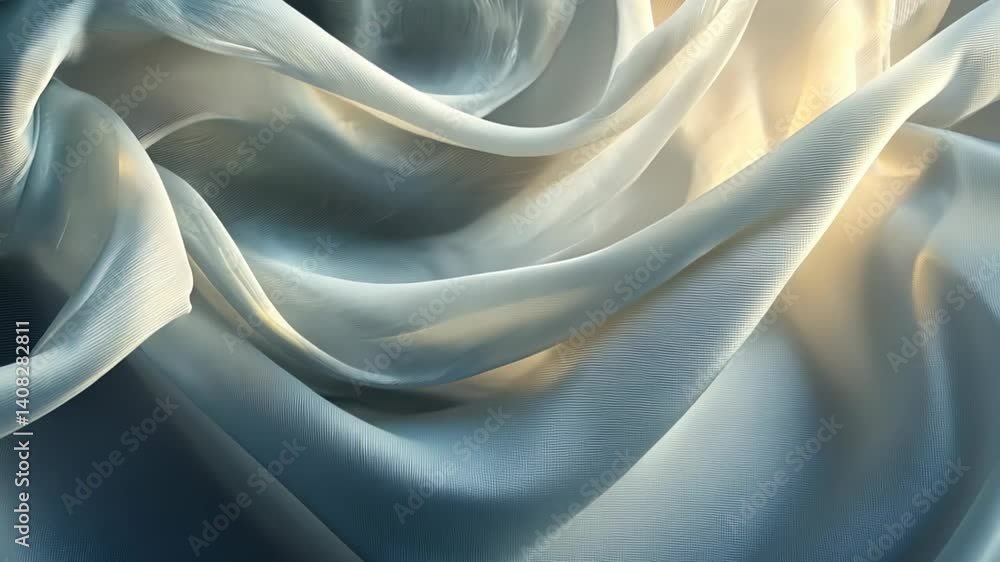Poster soft fabric dances with light in a tranquil space showcasing delicate textures and ethereal elegance