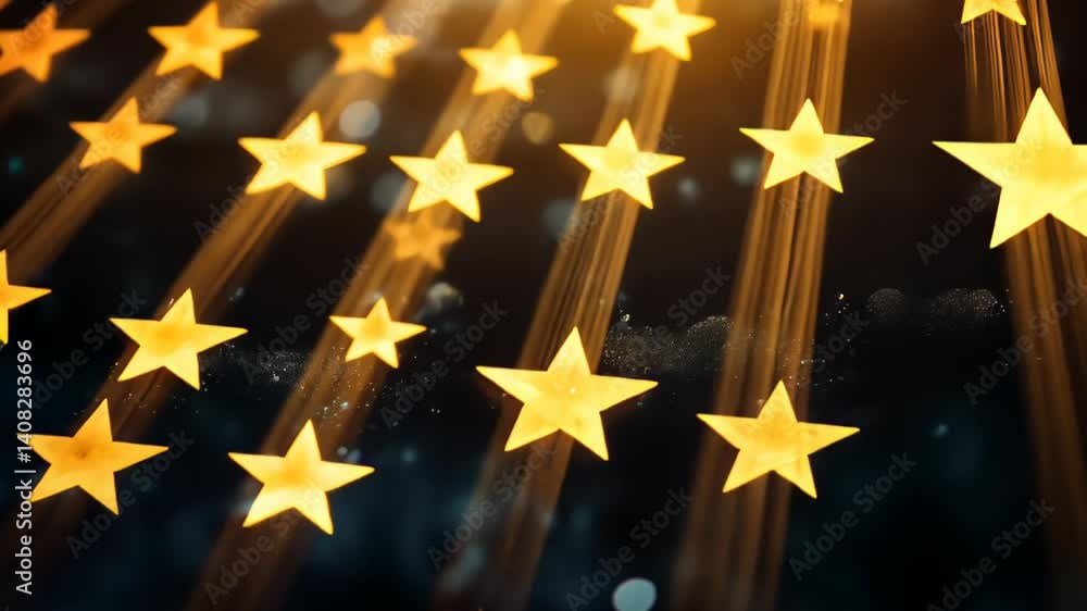Poster illuminating stars cascade elegantly, creating a magical atmosphere during an enchanting night event