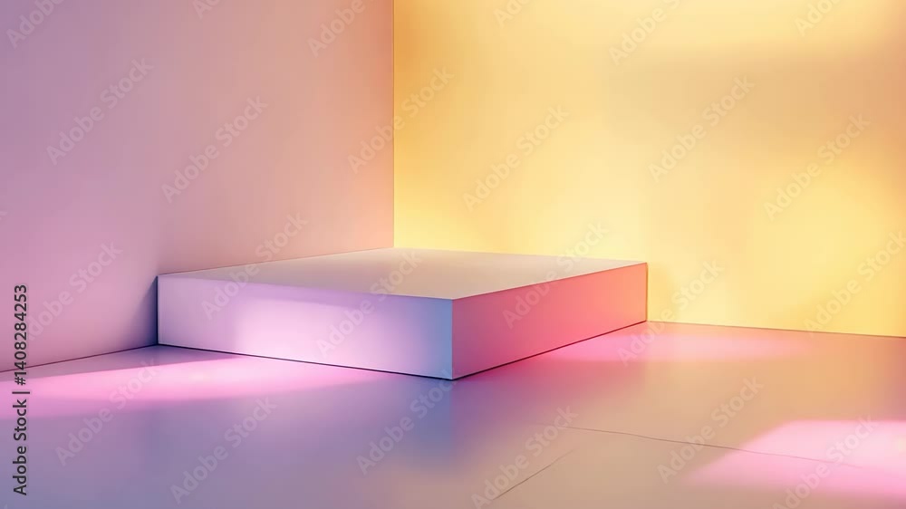 Poster colorful corner display with soft lighting creating a serene atmosphere for artistic showcases gener