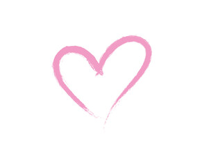  Hand-Drawn Pink Brush Heart Shape Isolated on White Background