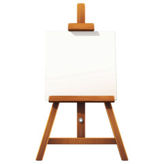 Simple Wooden Easel with Blank Rectangular Canvas