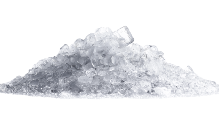 Pile of crushed ice with light sparkle, isolated on white, photorealistic PNG texture