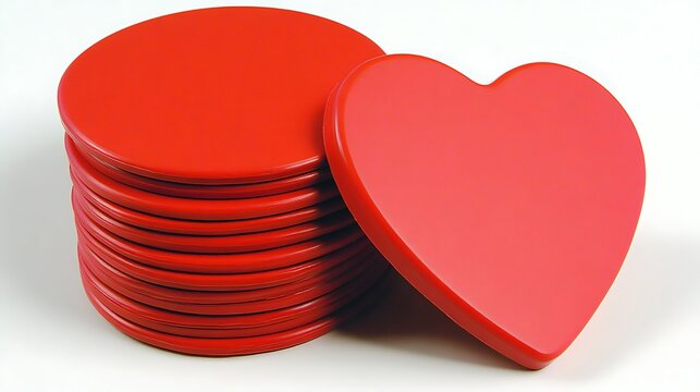 Stacked red circles and a red heart shape.