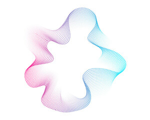 Set of multicolored neon sound dots waves. Sound curve , radial spectrum. Colorful template for music poster and banner. Vector radial spectrum.