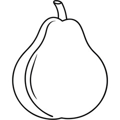 Pear Fruit Line Art Vector for Kids Hand Drawing and Learning – Simple Tropical Fruit Outline Illustration
