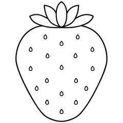 Strawberry Fruit Line Art Vector for Kids Hand Drawing and Learning ? Simple Tropical Fruit Outline Illustration (3).eps