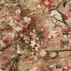 Elegant Sakura floral seamless pattern background nature artwork vibrant colors aesthetic serenity