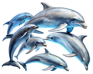 Obraz premium set-of-dolphins- isolated on white background PNG