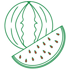 Watermelon Fruit Line Art Vector for Kids Hand Drawing and Learning Simple Tropical Fruit Outline Illustration (9).eps