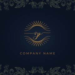 Elegant luxury letter VP logo.